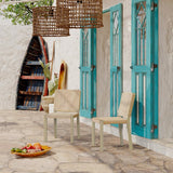 Set of 2 Farmhouse Modern Dining Chairs Rattan Backrest