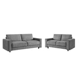 Modern Minimalist Grey Corduroy 2-Piece Sectional Sofa