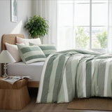 Comforter Set 3-Piece - Striped Textured Print, Sage, King/Cal King