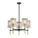 Chandelier 5-Light Black Gold Farmhouse Textured Glass Pendant Modern