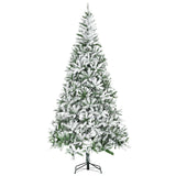 HOMCOM 9' Tall Unlit Snow Flocked Pine Artificial Christmas Tree with Realistic
