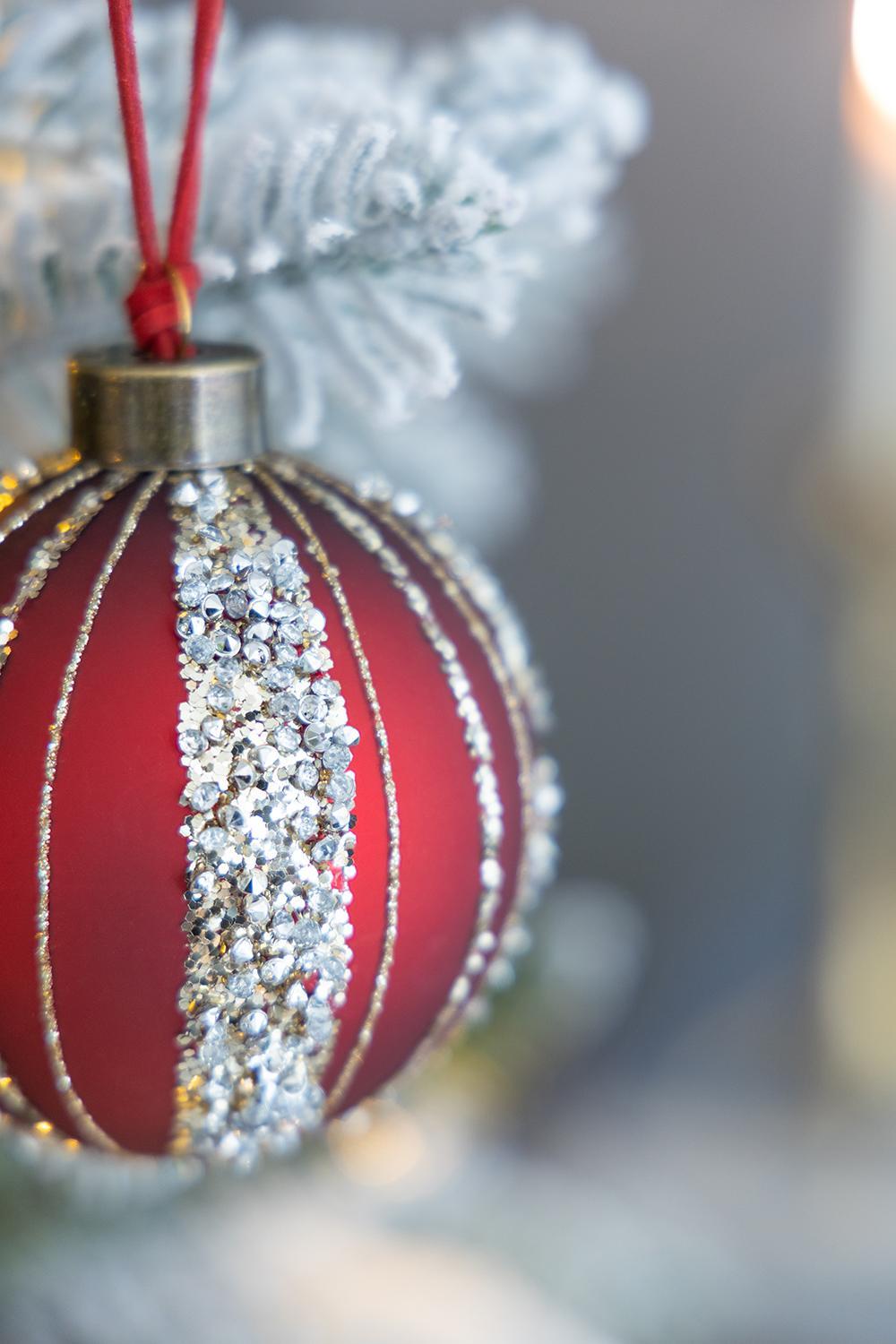 Glass Christmas Ball Ornaments, Set of 12, Holiday Decorations