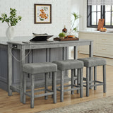 Solid Wood Bar Table Set Grey