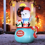 Outsunny 5ft Christmas Inflatables Outdoor Decorations Blessed Polar Bear and Pe