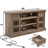 TV Stand Farmhouse Fireplace Gray MDF Roman Column LED Fits 80 In TV