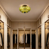 Semi Flush Mount Ceiling Light, Green Glass Ceiling Light Fixture