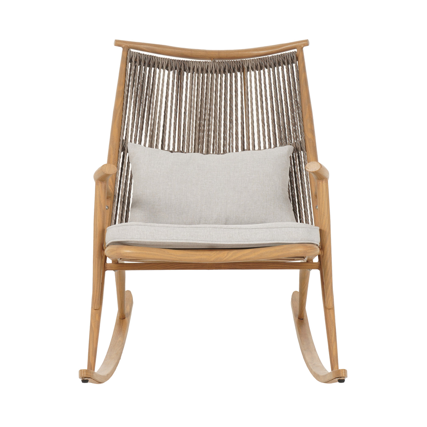 Outdoor Rocking Chair Iron Frame Maple Gray PE Rattan