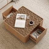 Square Engineered Wood Coffee Table with Storage Natural Walnut