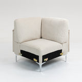 Modular Corduroy Sectional Sofa Beige