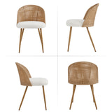 Set of 4 Metal Dining Chair Beige/Brown