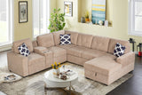 L-Shaped Sectional Sofa with Storage and Cup Holders