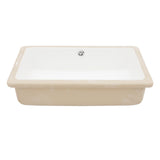 Modern White Ceramic Rectangular Undermount Bathroom Sink with Overflow, 18x12 I