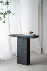 Black Rectangular Coffee Table with Pedestal Base 35.5x14x35.5