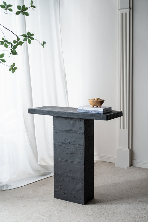 Black Rectangular Coffee Table with Pedestal Base 35.5x14x35.5