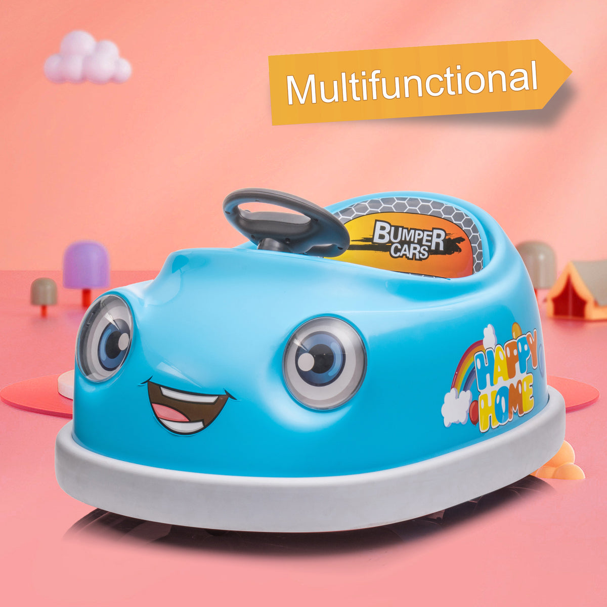 Bumper Car for Kids, 12v Dual Drive 1-6 Years Old Children's Electric Car with P