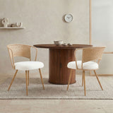Set of 2 Metal Dining Chair Beige/Brown