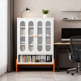 White Metal Double Door Shoe Cabinet 31.49"x13.77"x46.45