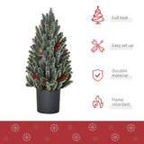 HOMCOM 18' Tall Unlit Miniature Snow-Flocked Tabletop Artificial Christmas Tree,