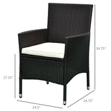 Rattan Wicker Patio Dining Chairs Set, Stackable, Dark Coffee