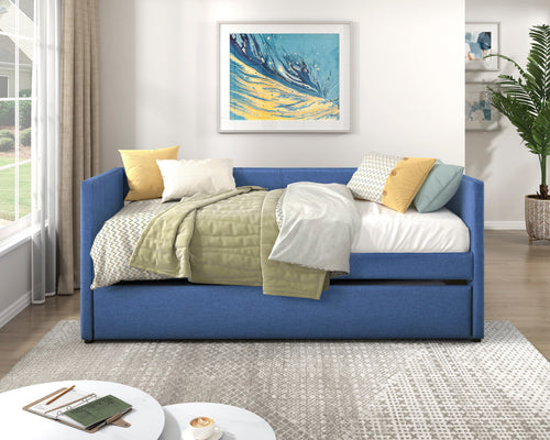 Daybed with Trundle Engineered Wood Blue