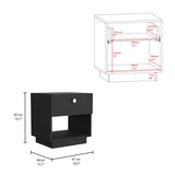 1-Drawer Nightstand with Open Lower Shelf and Wide Top
