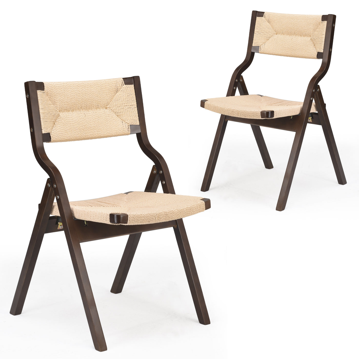 Wooden Folding Dining Chairs Set of 2 Stackable Kitchen