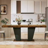 Engineered Wood Dining Table with Storage Black/Rustic Brown 44"