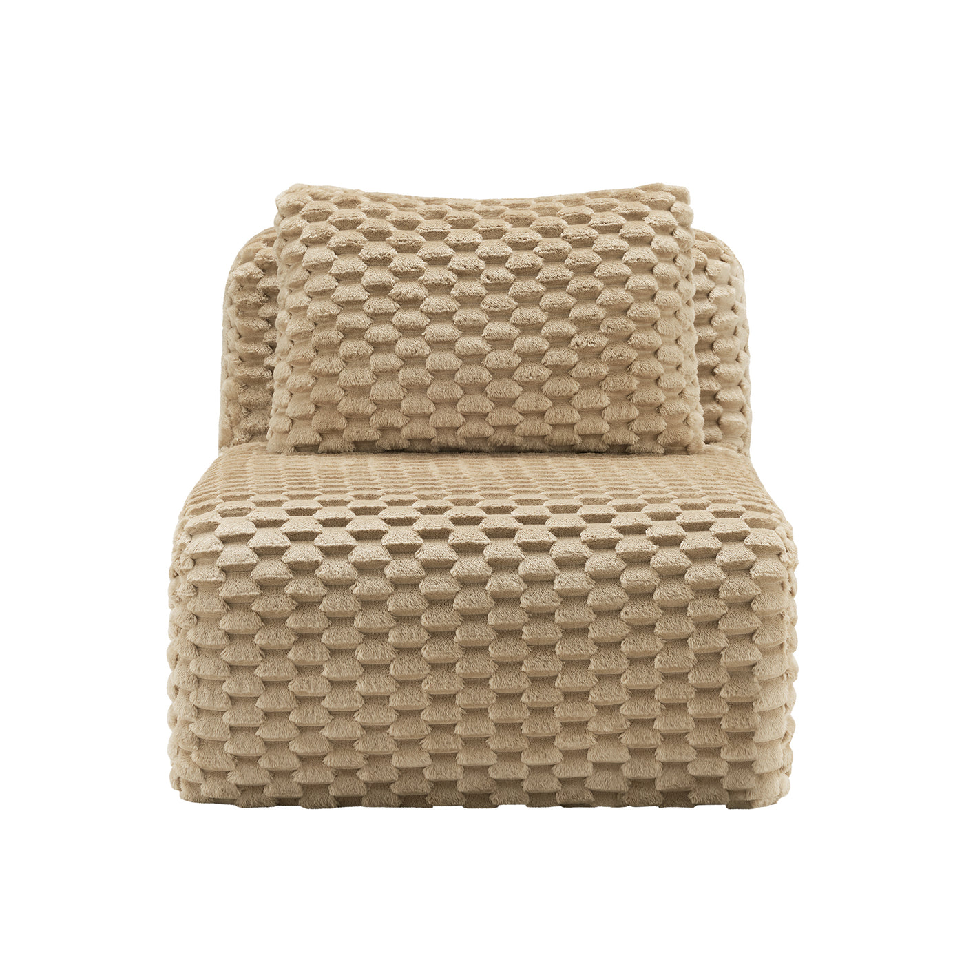 Armless Sofa w/Pillow Flannelette Fabric Light Camel