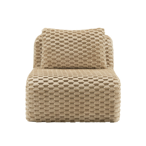 Armless Sofa w/Pillow Flannelette Fabric Light Camel
