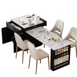 K&K 82.7 inch Kitchen Island with Extendable Dining Table for 4-6 Person,Faux Ma