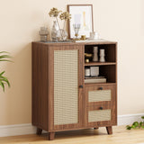 Rattan Buffet Cabinet with Adjustable Shelf and Drawers