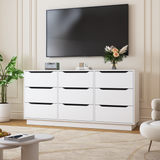 9-Drawer Engineered Wood Dresser White 63"