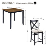 Wood Bar Table Set Beige/Black