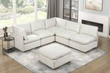 Luxury Beige 6-Piece Modular L-Shape Sectional Sofa with Ottoman