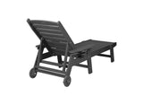 Chaise Lounge HDPE Wood Texture Black 5 Position Cup Holder 400 LB