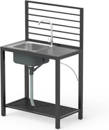 Outdoor Kitchen Island Stainless Steel Sink Storage Shelves