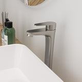 Brushed Nickel Vessel Sink Faucet Single Handle Tall Bathroom Sink Faucet