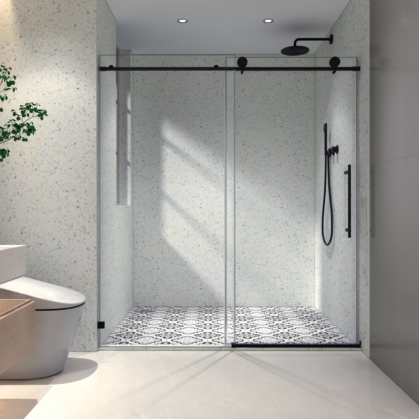 Matte Black Frameless Shower Door 70MM Stainless Steel Soft Close
