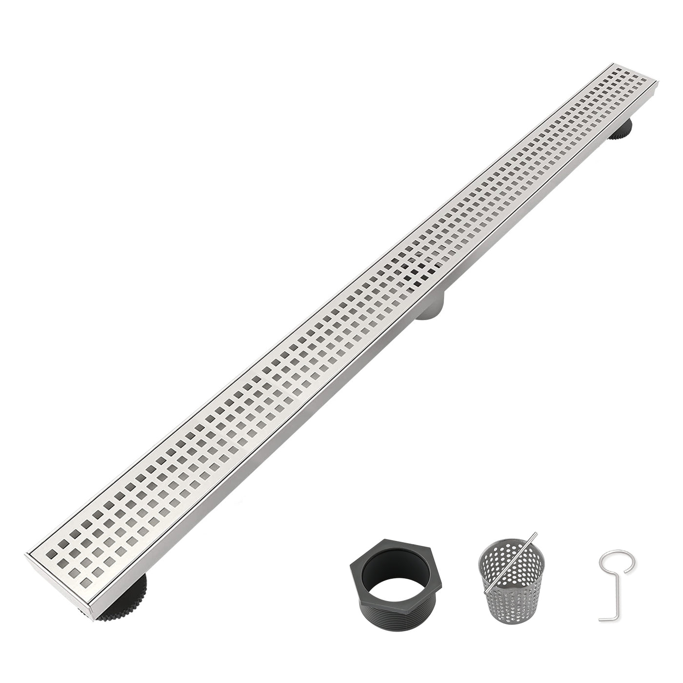 30" Linear Shower Drain 304 Stainless Steel Quadrato Grate