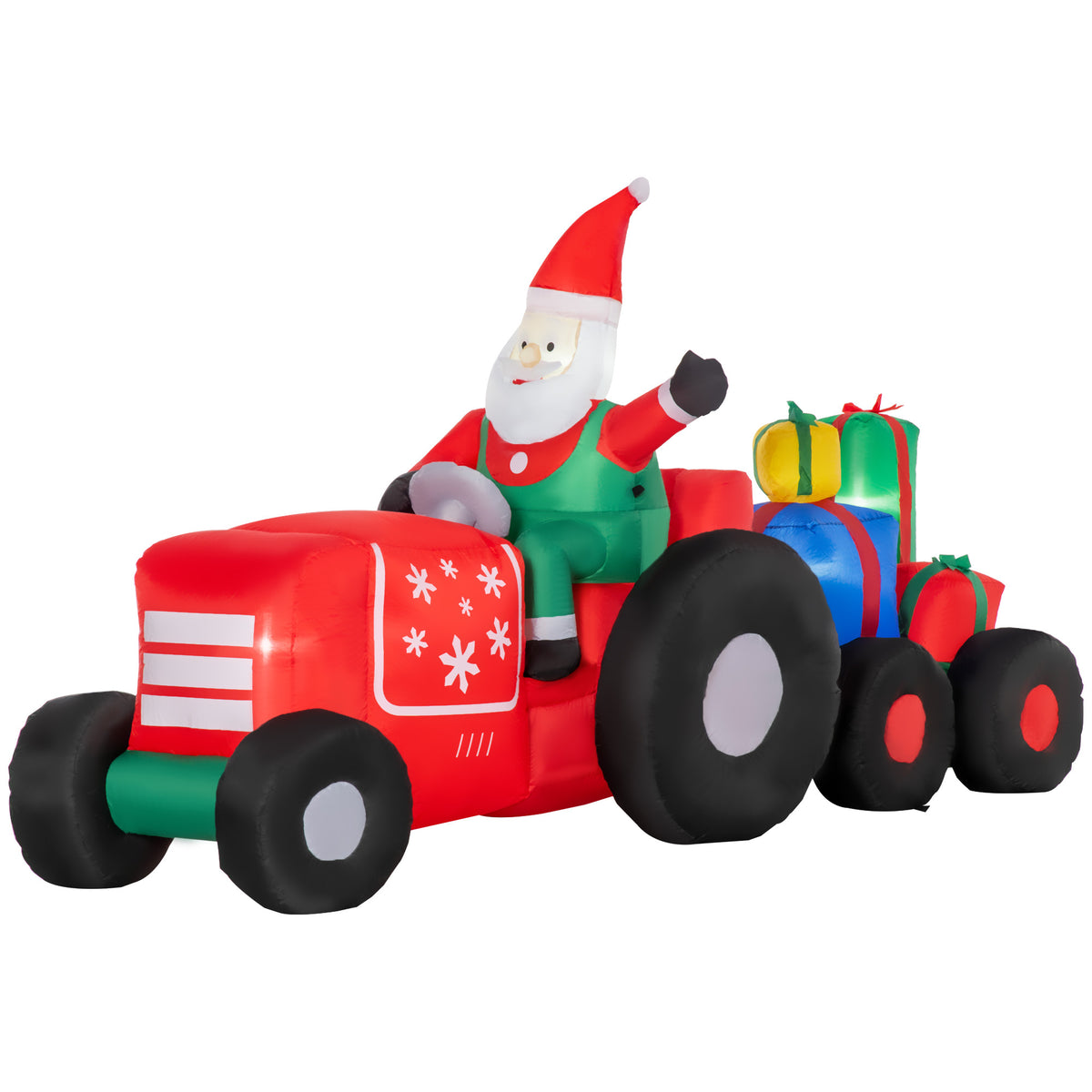 Outsunny 9ft Christmas Inflatables Outdoor Decorations Santa Claus Driving Trail