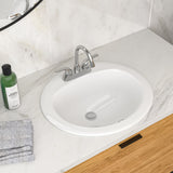 20.3 Inch Drop In Bathroom Sink White Porcelain 20.3x18 inch Ceramic Vitreous Ab