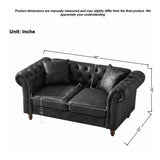 Chesterfield Faux Leather Sofa Black 66 Inch Roll Armrest