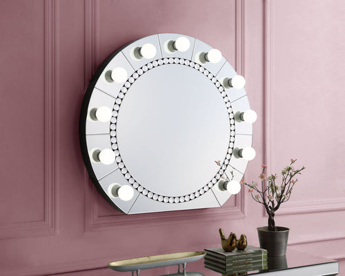 Glam Mirrored Wall Décor Mirror with Faux Crystal Diamonds