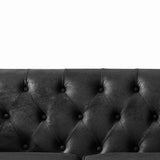 Chesterfield Faux Leather Sofa Black 66 Inch Roll Armrest