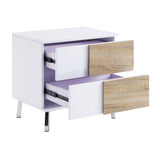 End Table - MDF - White High Gloss - 2 Drawers & Chrome Legs