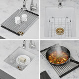 Quartz Kitchen Sink - 14.82" x 17.55" x 8.38" White Granite Composite