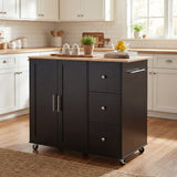 Mobile Kitchen Cart with Storage, 39.76'' Rolling Kitchen Island with 2 Doors