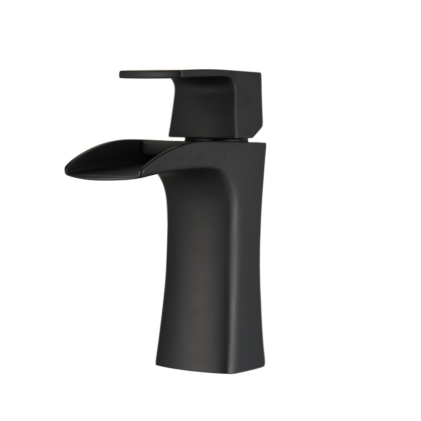 Matte Black Single Handle Waterfall Bathroom Sink Faucet