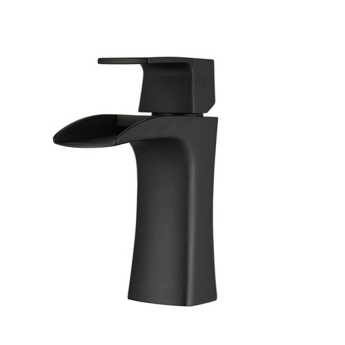 Matte Black Single Handle Waterfall Bathroom Sink Faucet