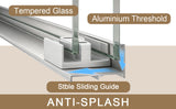 56-60in x 72in Aluminum Frame Double Sliding Shower Door, Brushed Nickel, 6mm